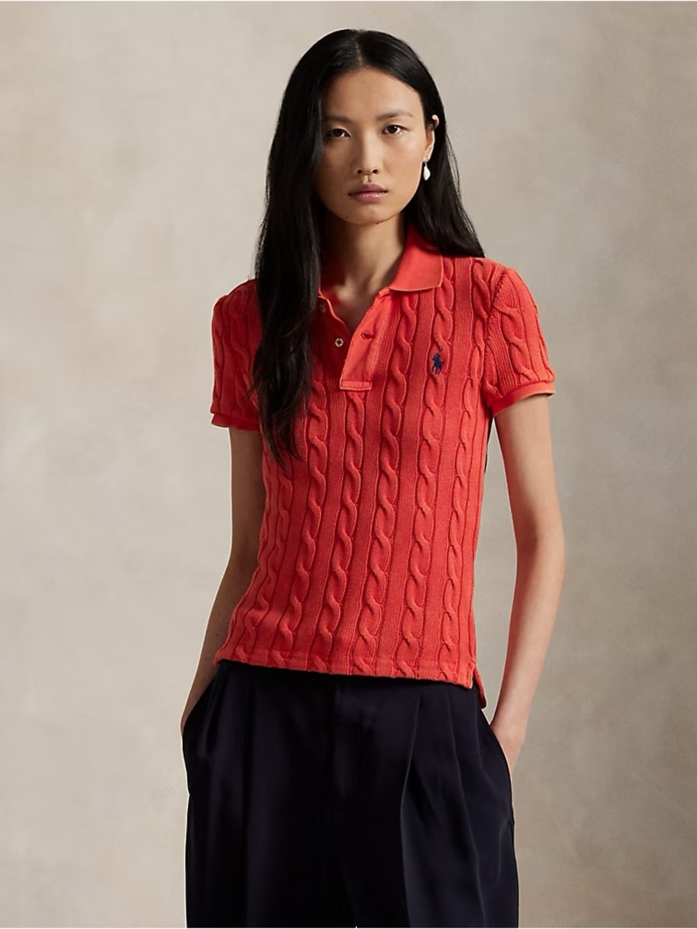 NEW Polo Ralph Lauren Cable-Knit Polo Sweater Shirt in RL Red